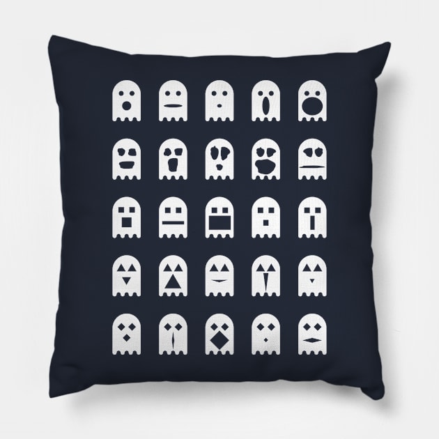 Halloween Ghost Emoticons Pillow by ganola