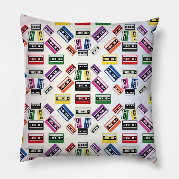 80's Cassette Overload Pillow by LozMac