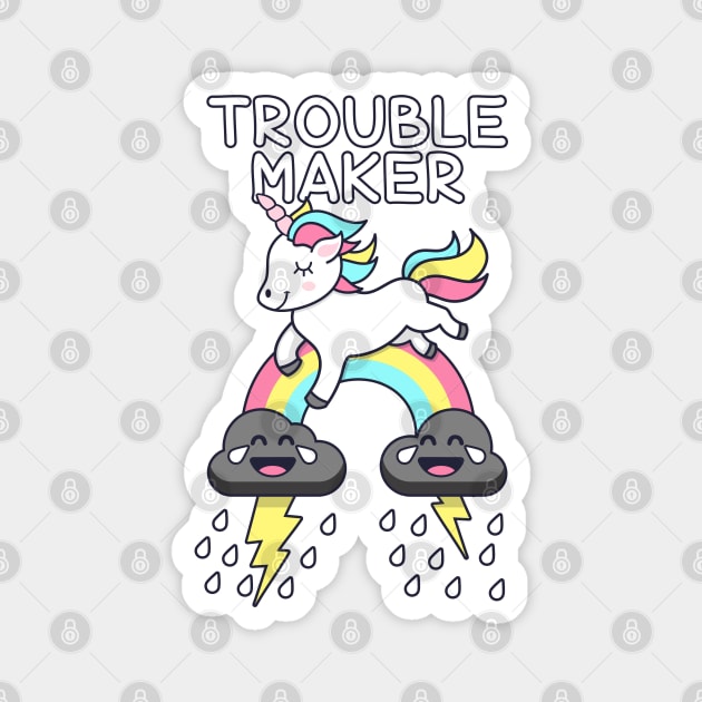 Kawaii Unicorn Trouble Maker Magnet by Liberty Art