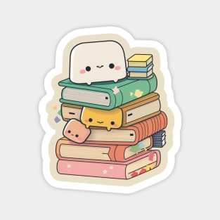 Whimsical Reading Buddy - Adorable Kawaii Character Design for Book Lovers Magnet