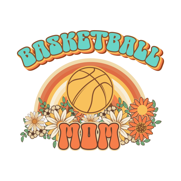 Groovy Basketball mom Retro gift for funny mother Vintage floral pattern by HomeCoquette