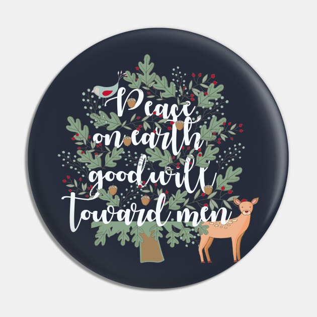 Peace on Earth Christian Christmas Design Pin by BeLightDesigns