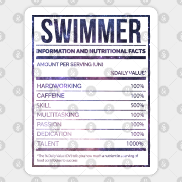 Awesome And Funny Nutrition Label Swim Swimmer Swimmers Swimming Saying Quote For A Birthday Or Christmas - Swiim - Sticker