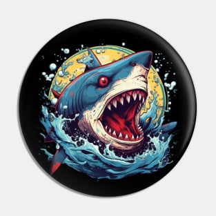 SHARK AND JAWS COLORED CARTOON STYLE, JINBEI Pin