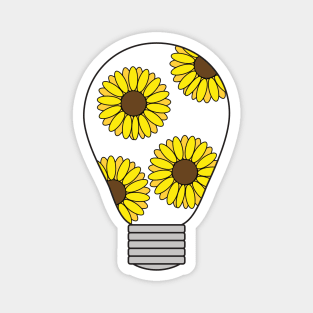 Light bulb with yellow sunflowers Magnet