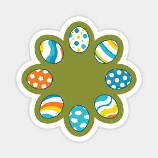 Eggs | Yellow Orange Blue | Stripes | Dots | Clouds | Dark Green Magnet