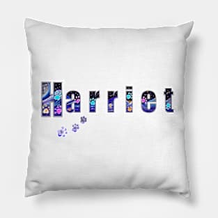 Harriet name with Paw prints personalized Pillow
