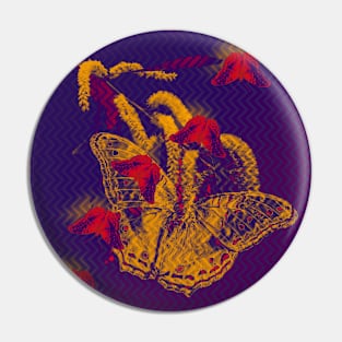 Red radioactive butterflies in glowing landscape Pin