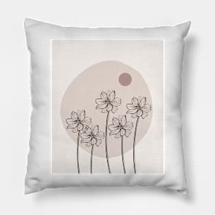 Minimalist Simple Abstract Pstel Pink Flower Garden  Design Pillow