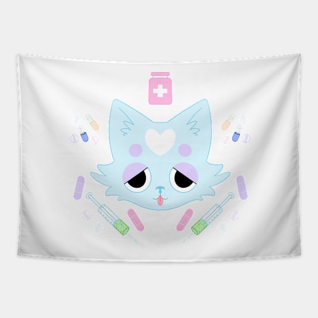 menhera kitty Tapestry by kasumiblu