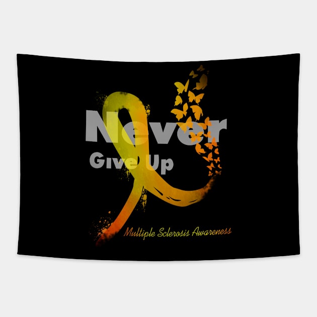 Never Give Up Multiple Sclerosis  Awareness Tapestry by gotravele store