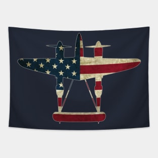 Retro USA Flag P-38 Lightning Aircraft Plane WW2 Fighter Warbird Pilot Gift Tapestry