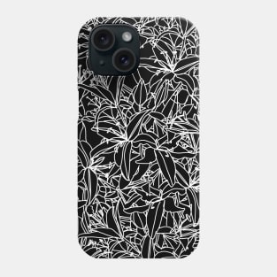 Black and White Stargazer Lily Flowers Line Drawing Phone Case