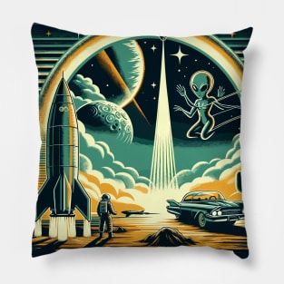 Encounter at the Edge of Tomorrow - An space Alien Encounter Pillow