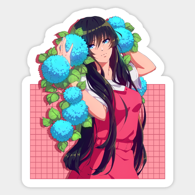 The beautiful anime girl and the Japanese hydrangea - Anime - Sticker | TeePublic The beautiful anime girl and the Japanese hydrangea - Anime - Sticker | TeePublic