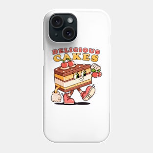 Delicious cake, retro mascot cartoon Phone Case