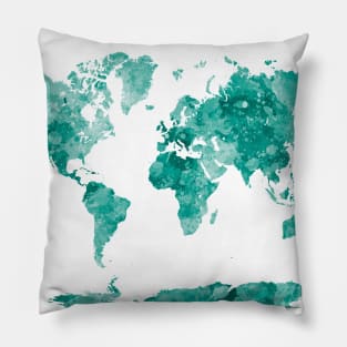 World map in watercolor Pillow