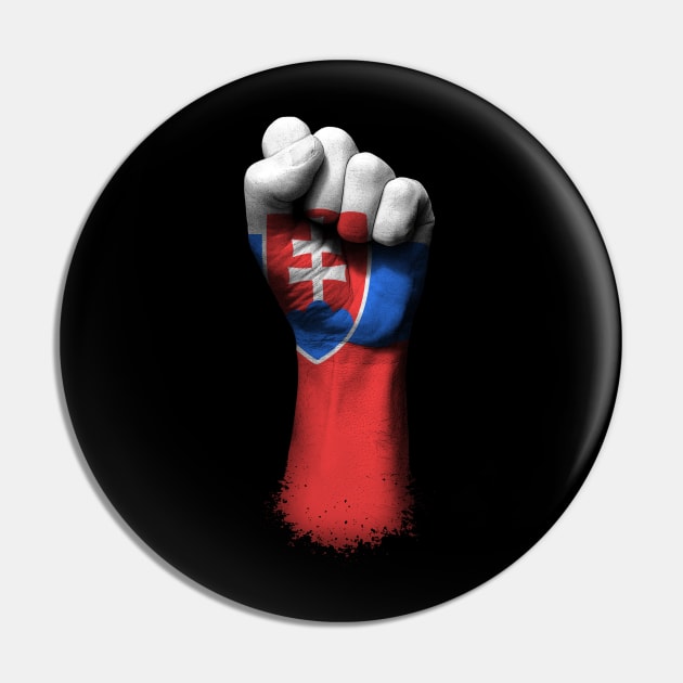 Flag of Slovakia on a Raised Clenched Fist Pin by jeffbartels