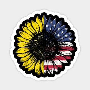 Sunflower American Flag Patriotic 4th Of July Tshirt Magnet