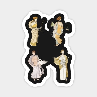 Ladies of the Villa of Ariadne - Flora, Medea, Leda and Diana sticker set Magnet