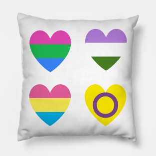 LGBT | Polysexual Genderqueer Pansexual Intersex Pride Hearts Pillow