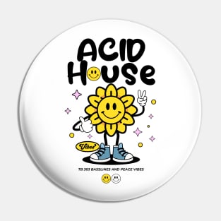 ACID HOUSE  - Peace Vibe Flower (black) Pin