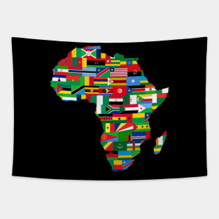 Map of Africa Continent with Flags Tapestry