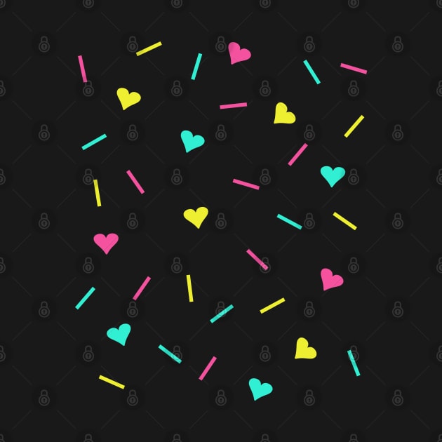 Cute Retro 80s Pastel Hearts and Sprinkles by alienfolklore