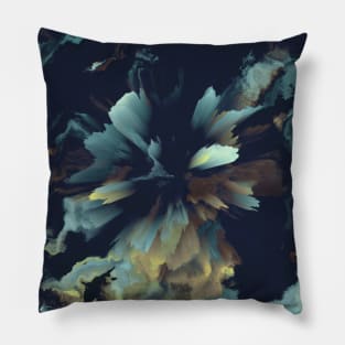 3D Fluid Art Boho Brown and Green Pillow