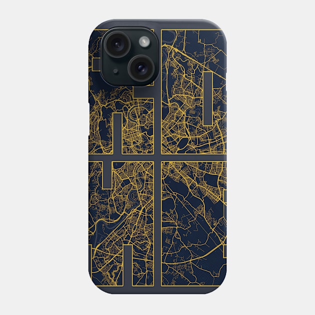 Rome, Italy City Map Typography - Gold Art Deco Phone Case by deMAP Studio