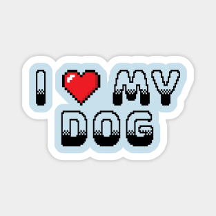 I Heart My Dog Classic Video Game Graphic Black Magnet