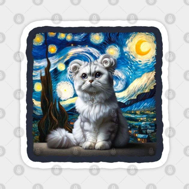 American Curl Starry Night Inspired - Artistic Cat Magnet by starry_night