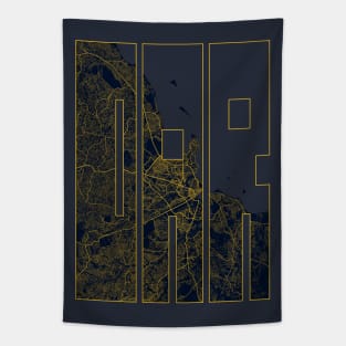 Dar es Salaam, Tanzania City Map Typography - Gold Art Deco Tapestry