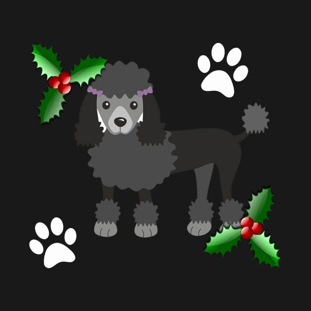 Christmas Black Poodle Dog Gifts, on Blue by 3QuartersToday