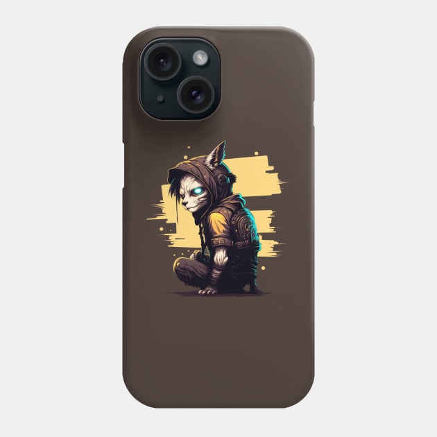 Cyber Cat Blackhat Hacker Phone Case by Shaani