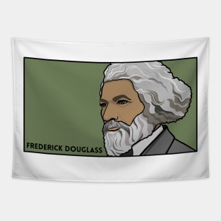 Frederick Douglass Portrait Profile on Green Tapestry