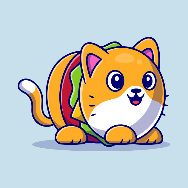 Cute Burger Cat Cartoon by Catalyst Labs