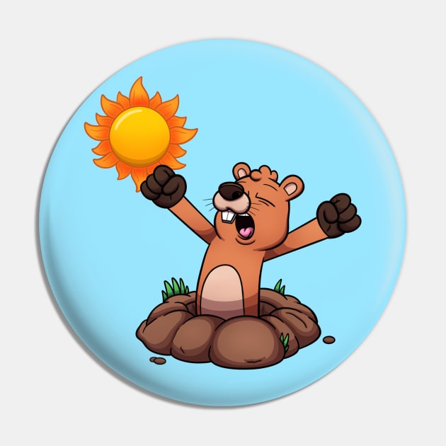 Yawning Groundhog Waking Up Pin by TheMaskedTooner