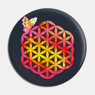 Flower of life, butterfly Pin