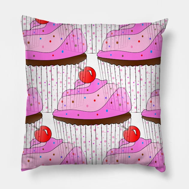 SPRINKLE Cupcake Lover Pattern - Cute Cupcake Art Pillow by SartorisArt1