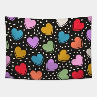 Candy Hearts Pattern (2024, Black) Tapestry