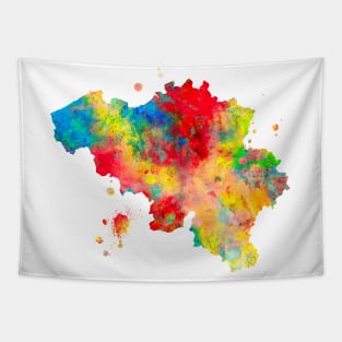 Belgium Map Watercolor Painting Tapestry