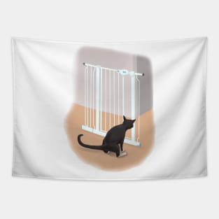 聪明的小黑猫smart little black cat Tapestry