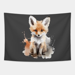 watercolor adorable baby foxes Tapestry