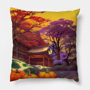 Pumpkin Fall Season in the Japanese Neighborhood Pillow