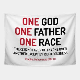 One God, One Father, One Race Equality Anti Racism Inspirational Quote Design - blk Tapestry