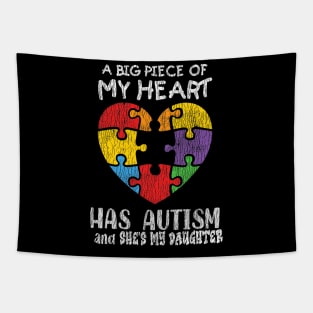 Autism Awareness - Dad Mom Daughter Autistic Kids Awareness Tapestry