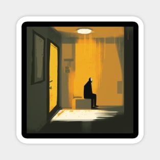 Abstract colourful Illustration of man with depression in the room Magnet