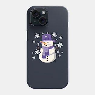 Snowman In Purple Snowflakes WInter Phone Case