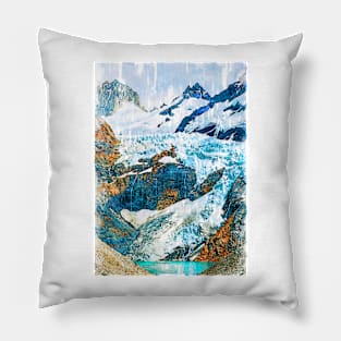 Abstract Snowy Mountain Landscape Patagonia. For Mountain Lovers. Pillow